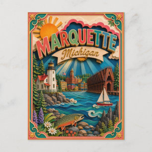 PopCut stater Marquette Michigan Papperskonst Vykort
