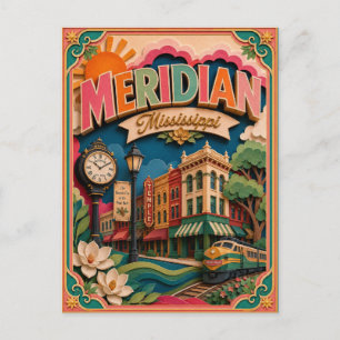 PopCut stater Meridian Mississippi Papperskonst Vykort