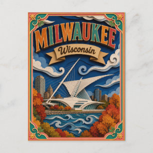 PopCut stater Milwaukee Wisconsin Papperskonst Vykort