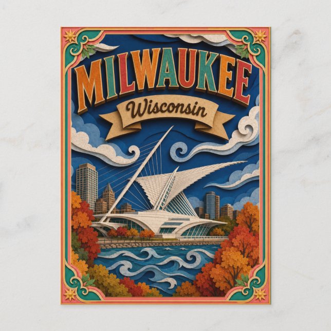 PopCut stater Milwaukee Wisconsin Papperskonst Vykort (Framsida)