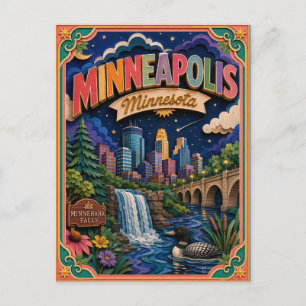 PopCut stater Minneapolis Minnesota Papperskonst Vykort