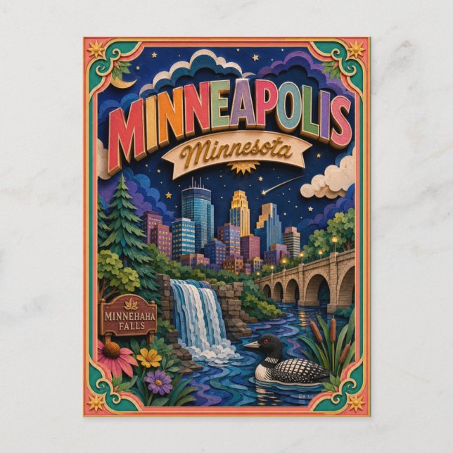 PopCut stater Minneapolis Minnesota Papperskonst Vykort (Framsida)