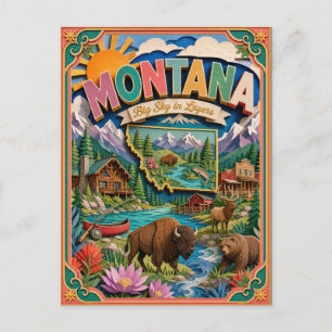 PopCut stater Montana Färgglad 3D Papperskonst Vykort