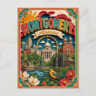 PopCut Stater Montgomery Alabama Papperskonst Vykort