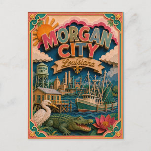 PopCut stater Morgan City Louisiana Papperskonst Vykort