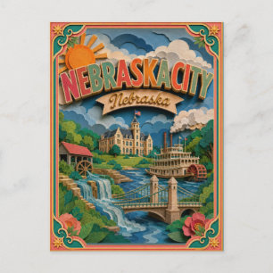 PopCut stater Nebraska City Nebraska Papperskonst Vykort