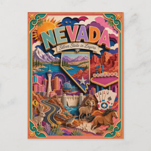 PopCut stater Nevada Färgrik 3D papperskonst Vykort