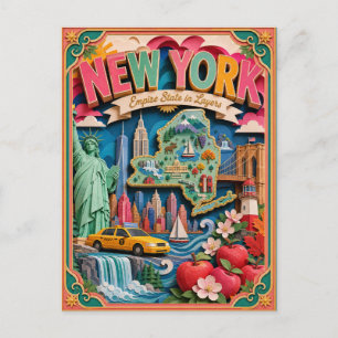 PopCut stater New York Färgglad 3D papperskonst Vykort