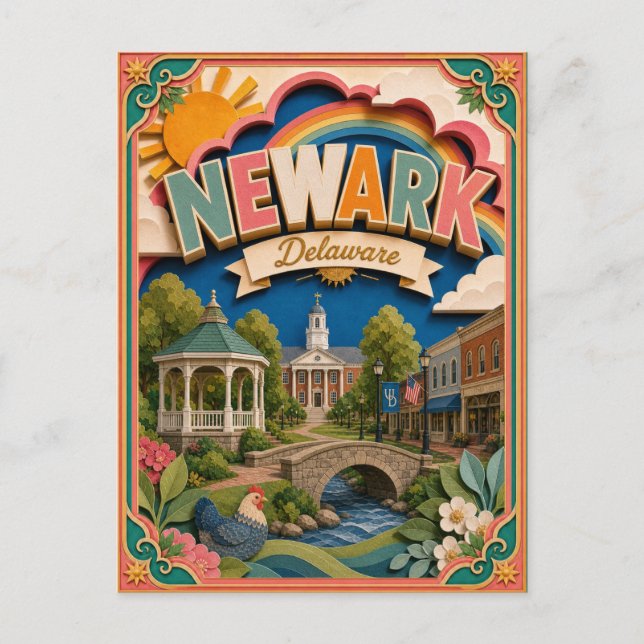 PopCut stater Newark Delaware Papperskonst Vykort (Framsida)