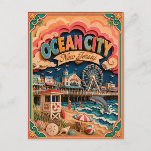 PopCut stater Ocean City New Jersey Papperskonst Vykort