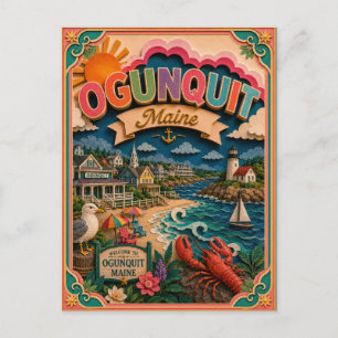 PopCut stater Ogunquit Maine Papperskonst Vykort