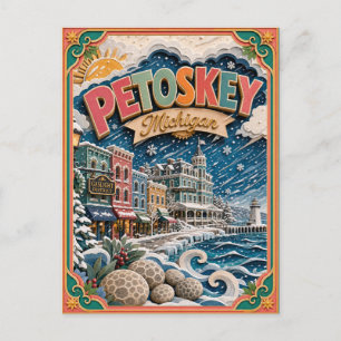 PopCut stater Petoskey Michigan Papperskonst Vykort