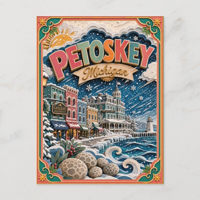 PopCut stater Petoskey Michigan Papperskonst Vykort (Framsida)