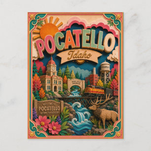 PopCut stater Pocatello Idaho Papperskonst Vykort