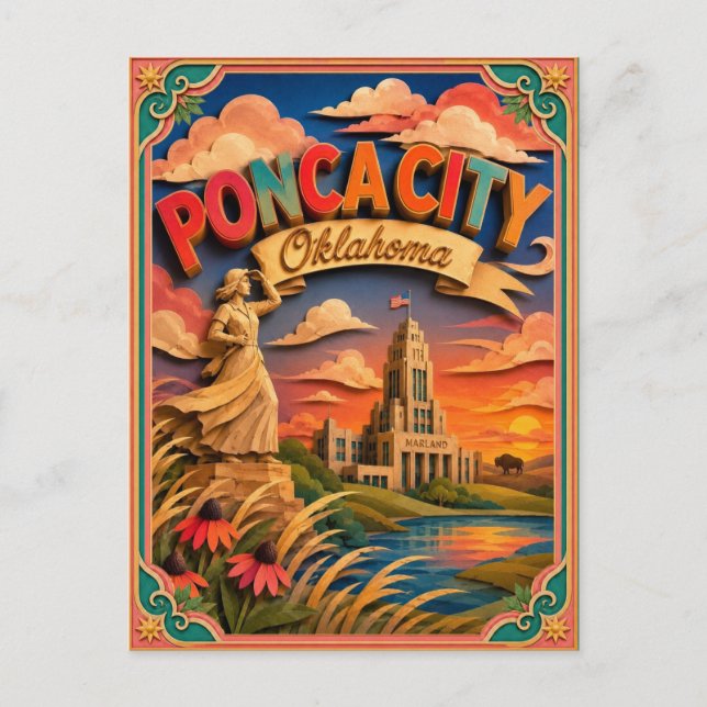PopCut stater Ponca City Oklahoma Papperskonst Vykort (Framsida)