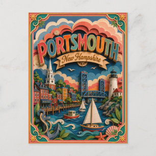 PopCut stater Portsmouth New Hampshire Papperskons Vykort