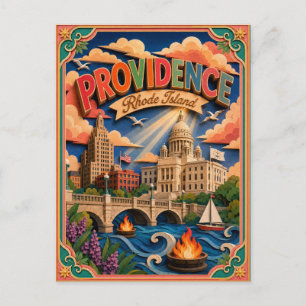 PopCut stater Providence Rhode Island Papperskonst Vykort