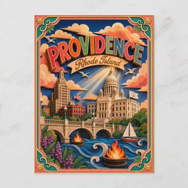 PopCut stater Providence Rhode Island Papperskonst Vykort (Framsida)