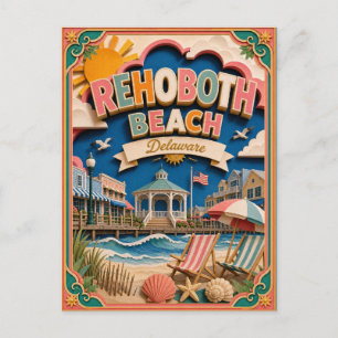 PopCut stater Rehoboth Beach Delaware Papperskonst Vykort