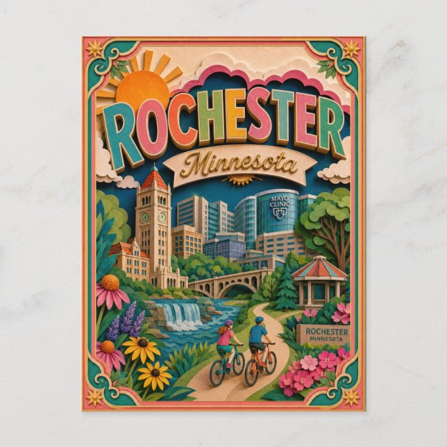 PopCut stater Rochester Minnesota Papperskonst Vykort (Framsida)