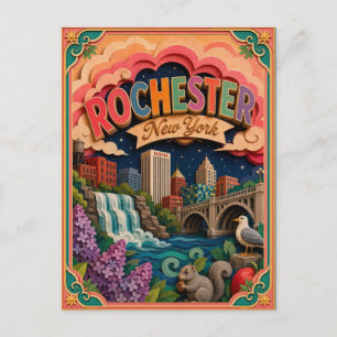 PopCut stater Rochester New York Papperskonst Vykort