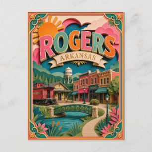 PopCut Stater Rogers Arkansas Papperskonst Vykort