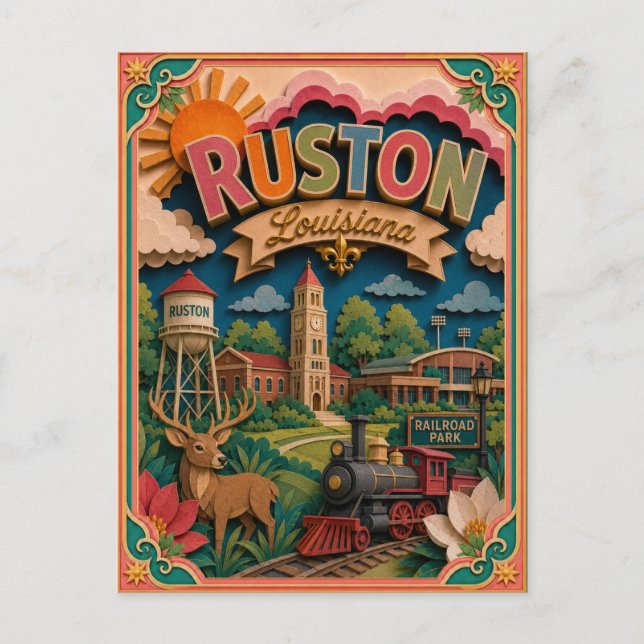PopCut stater Ruston Louisiana Papperskonst Vykort (Framsida)