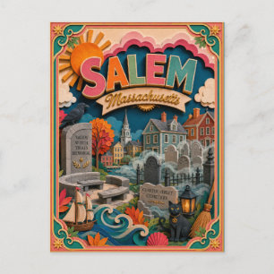 PopCut stater Salem Massachusetts Papperskonst Vykort
