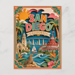 PopCut stater San Diego Kalifornien Papperskonst Vykort
