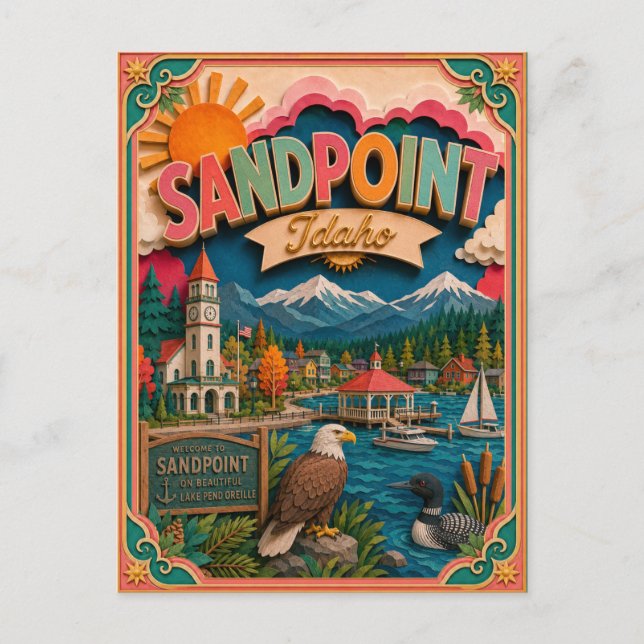 PopCut stater Sandpoint Idaho Papperskonst Vykort (Framsida)