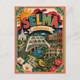 PopCut stater Selma Alabama Papperskonst Vykort