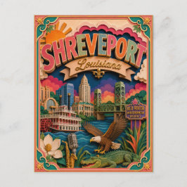 PopCut stater Shreveport Louisiana Papperskonst Vykort