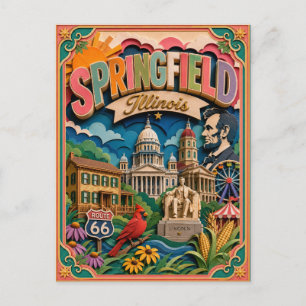 PopCut stater Springfield Illinois Papperskonst Vykort