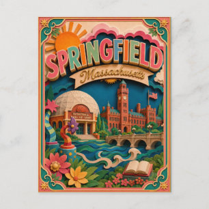 PopCut stater Springfield Massachusetts Papperskon Vykort