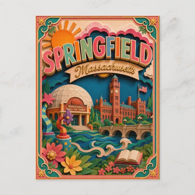PopCut stater Springfield Massachusetts Papperskon Vykort (Framsida)