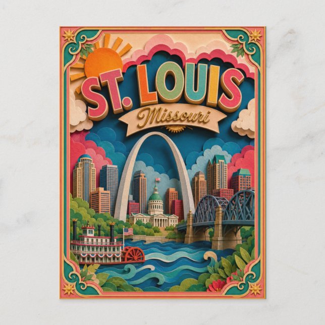 PopCut stater St. Louis Missouri Papperskonst Vykort (Framsida)