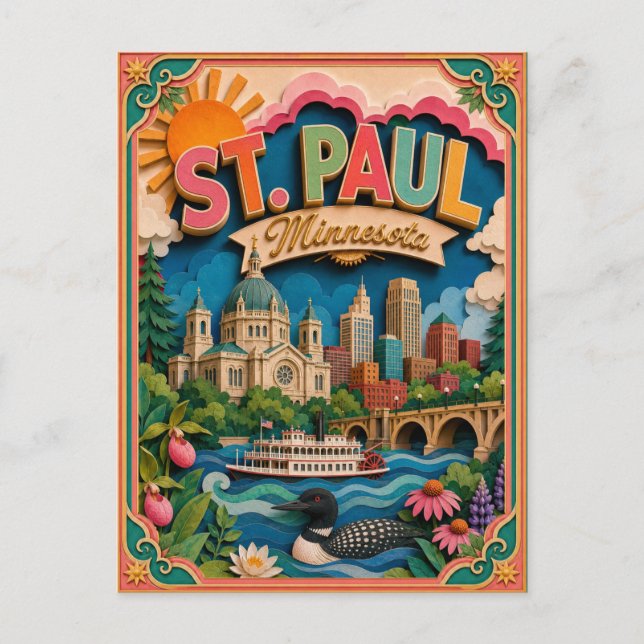 PopCut stater St. Paul Minnesota Papperskonst Vykort (Framsida)