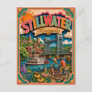 PopCut stater Stillwater Minnesota Papperskonst Vykort