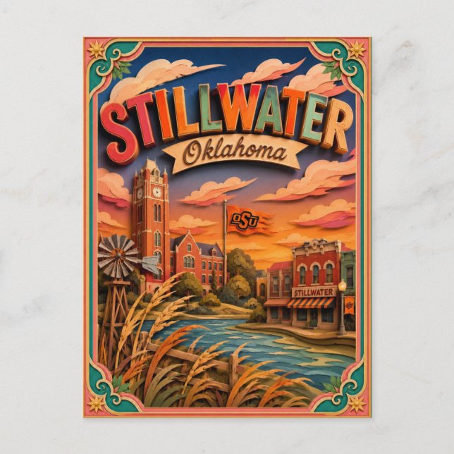 PopCut stater Stillwater Oklahoma Papperskonst Vykort (Framsida)