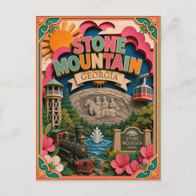 PopCut stater Stone Mountain Georgia Papperskonst Vykort (Framsida)