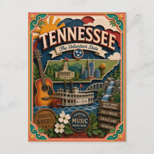 PopCut stater Tennessee Färgglad 3D-papperskonst Vykort