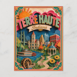PopCut stater Terre Haute Indiana Papperskonst Vykort