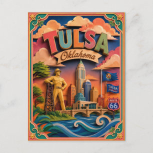 PopCut stater Tulsa Oklahoma Papperskonst Vykort