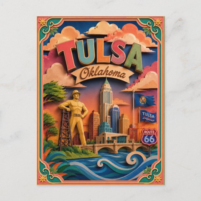 PopCut stater Tulsa Oklahoma Papperskonst Vykort (Framsida)