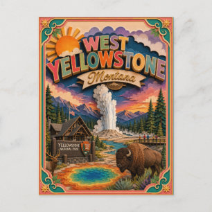 PopCut stater West Yellowstone Montana Papperskons Vykort
