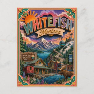 PopCut stater Whitefish Montana Papperskonst Vykort