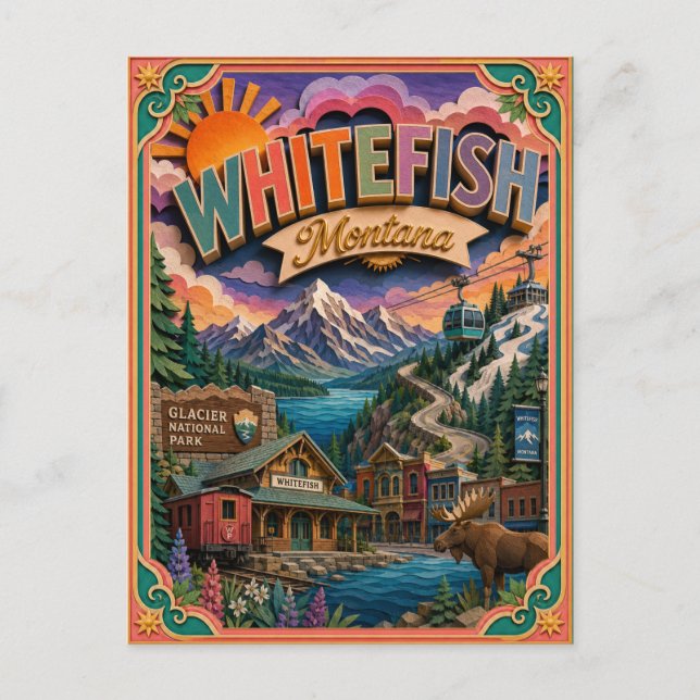 PopCut stater Whitefish Montana Papperskonst Vykort (Framsida)