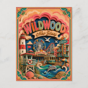 PopCut stater Wildwood New Jersey Papperskonst Vykort