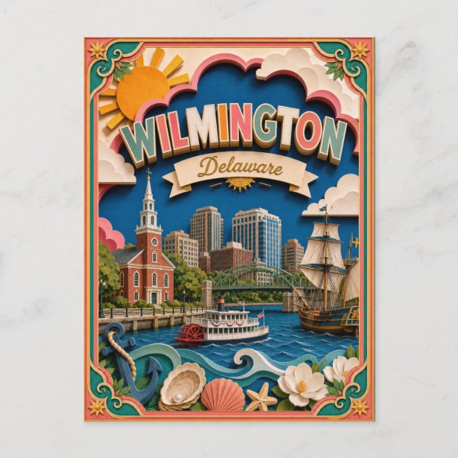 PopCut stater Wilmington Delaware Papperskonst Vykort (Framsida)