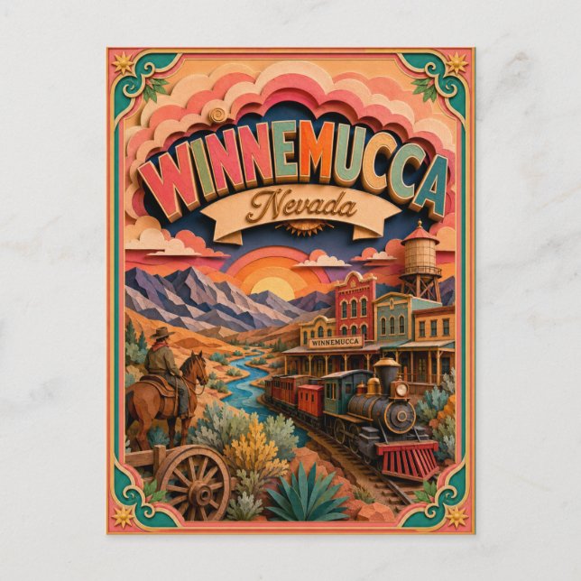 PopCut stater Winnemucca Nevada Papperskonst Vykort (Framsida)